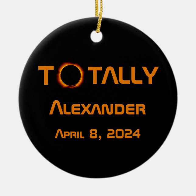 Adorno De Cerámica Eclipse solar de 2024 totalmente personal (Frente)