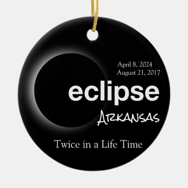 Adorno De Cerámica Eclipse solar de personalizable Arkansas 2017 2024 (Frente)