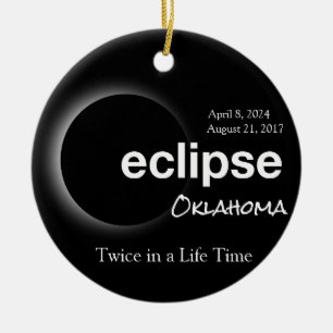 Adorno De Cerámica Eclipse solar de personalizable Oklahoma 2017 2024