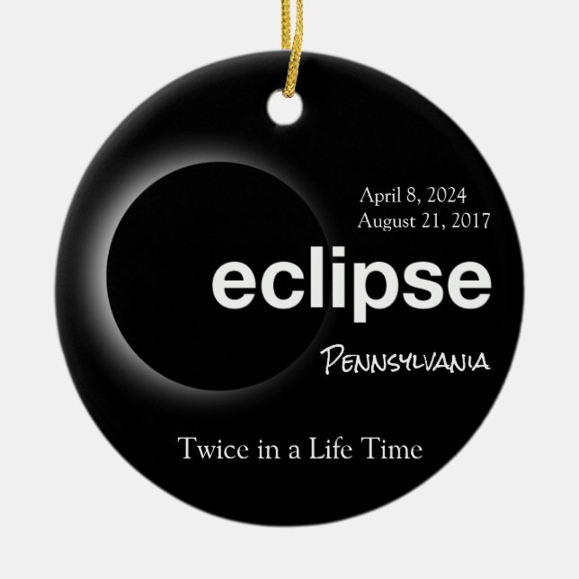 Adorno De Cerámica Eclipse solar total 2017 2024 Pensilvania (Frente)