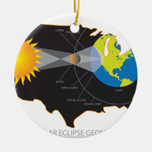 Adorno De Cerámica Eclipse solar total 2017 a través de la geometrí