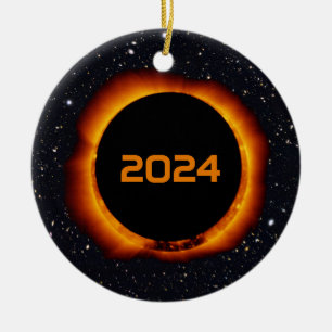 Adorno De Cerámica Eclipse solar total 2024 Fecha Starry Sky