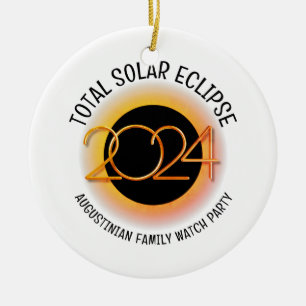 Adorno De Cerámica Eclipse solar total 2024 personalizable