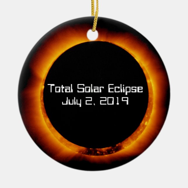 Adorno De Cerámica Eclipse solar total de 2019 (Frente)