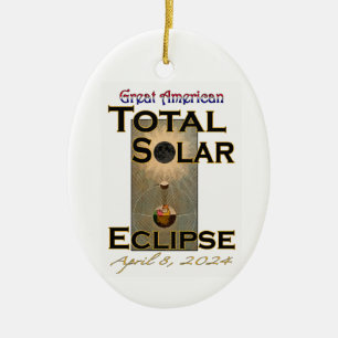 Adorno De Cerámica Eclipse solar total de 2024