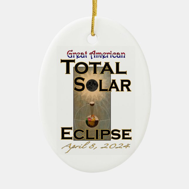 Adorno De Cerámica Eclipse solar total de 2024 (Frente)