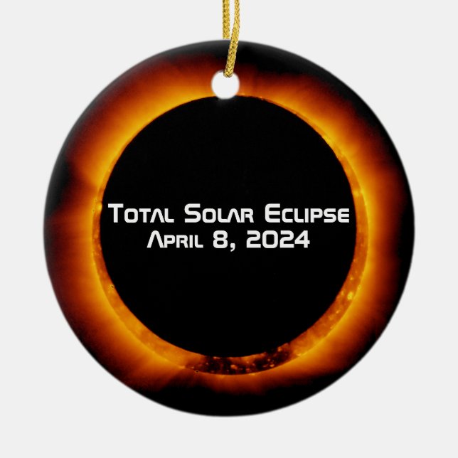 Adorno De Cerámica Eclipse solar total de 2024 (Frente)