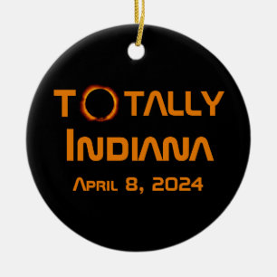 Adorno De Cerámica Eclipse solar total de Indiana 2024