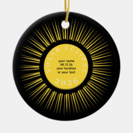 Adorno De Cerámica eclipse total solar 2026 texto personalizado