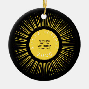 Adorno De Cerámica eclipse total solar 2026 texto personalizado