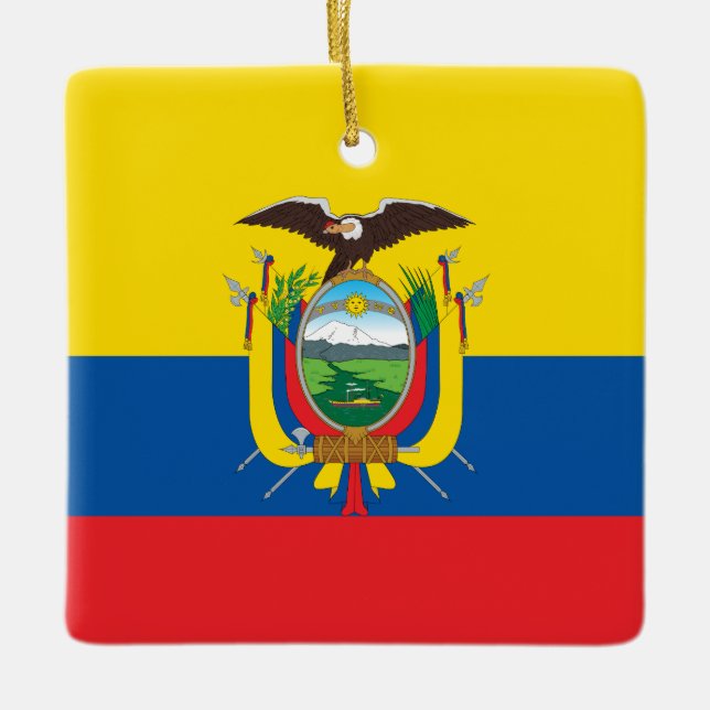 Adorno De Cerámica Ecuador (Ecuadorian) Flag (Anverso)
