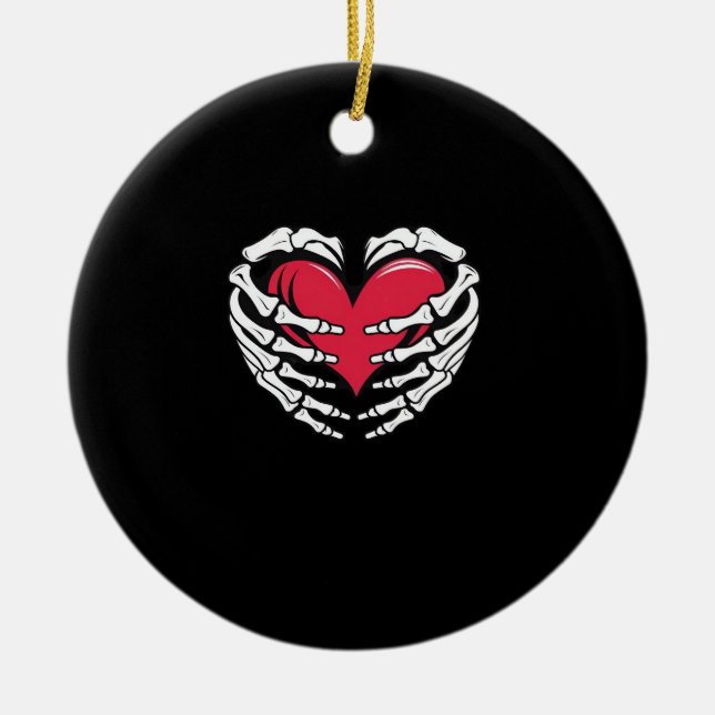 Adorno De Cerámica Ed Heart In Skeletal Hands Classic (Frente)