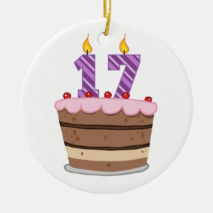 Adorno De Cerámica Edad 17 en el pastel de cumpleaños