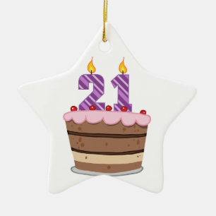 Adorno De Cerámica Edad 21 en el pastel de cumpleaños