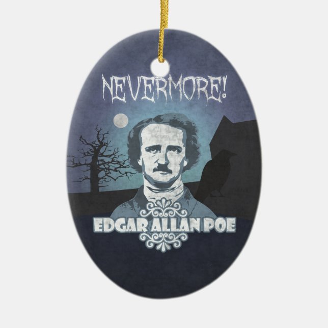 Adorno De Cerámica Edgar Allan Poe's Nevermore (Frente)
