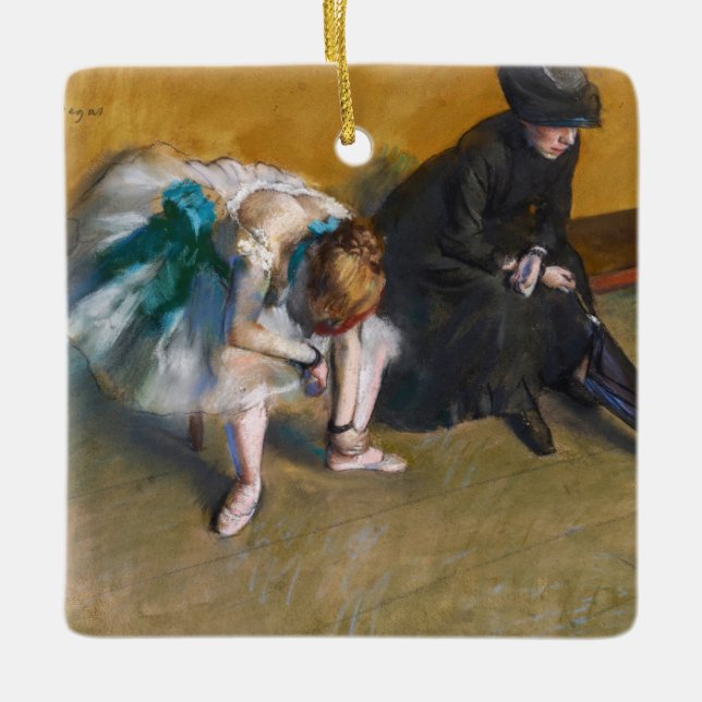 Adorno De Cerámica Edgar Degas - Esperando (Anverso)