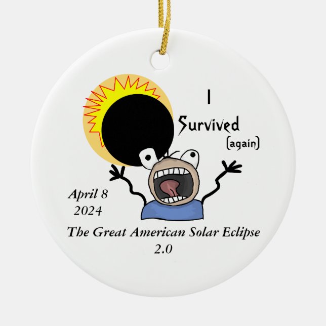 Adorno De Cerámica Edición de Supervivencia de Eclipse Solar 2024 (Frente)