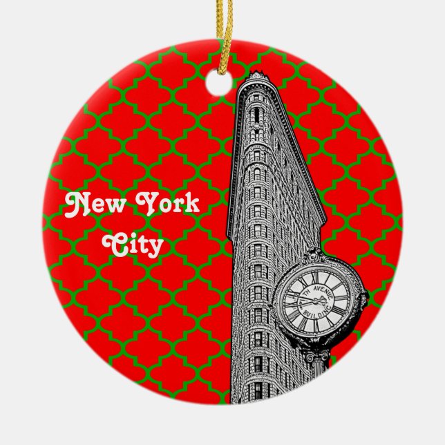 Adorno De Cerámica Edificio Flatiron de la ciudad de Nueva York rojo  (Frente)