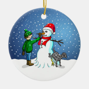 Adorno De Cerámica Edificio Snowman