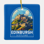 Adorno De Cerámica Edimburgo Escocia Viaje Arte Vintage<br><div class="desc">Diseño de viaje vectorial retro de Edimburgo. Edimburgo es la compacta y montañosa capital de Escocia. Cuenta con un casco antiguo medieval y un elegante pueblo georgiano con jardines y edificios neoclásicos.</div>