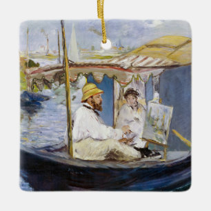 Adorno De Cerámica Edouard Manet - Monet en su barco estudio