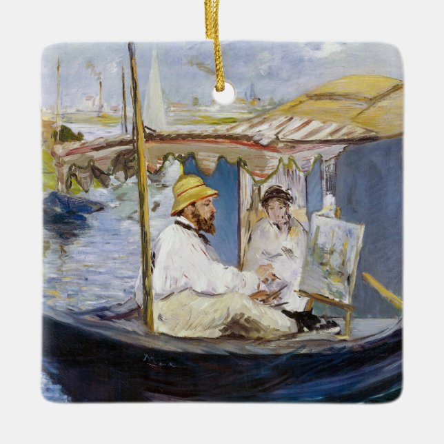 Adorno De Cerámica Edouard Manet - Monet en su Studio Boat (Anverso)