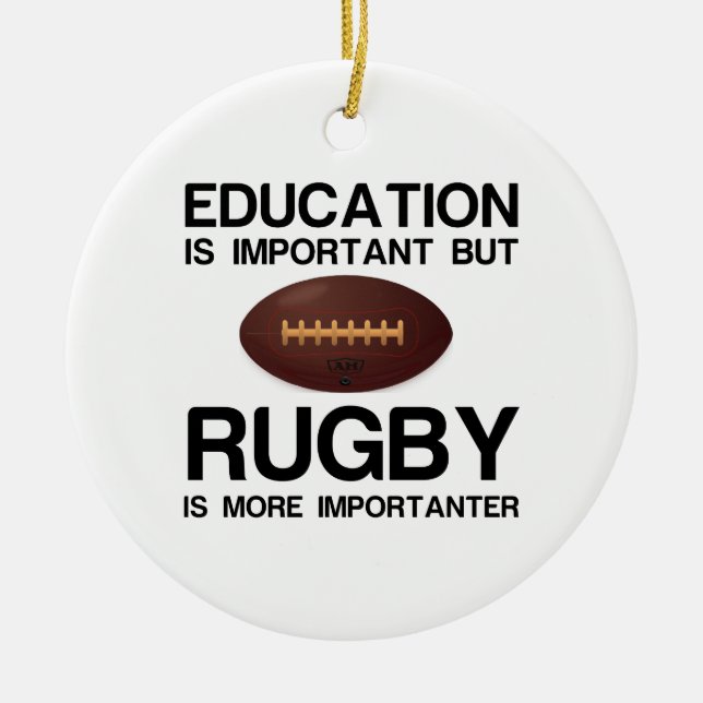 ADORNO DE CERÁMICA EDUCACIÓN IMPORTANTE RUGBY IMPORTANTE (Frente)