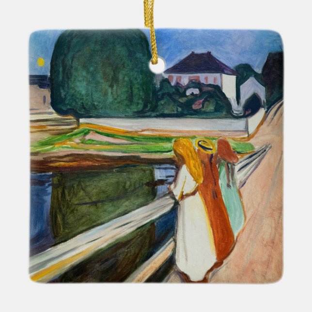 Adorno De Cerámica Edvard Munch - Los Chicas en el puente de la noche (Anverso)