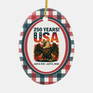 Adorno De Cerámica EE. UU. 250 años - Águila calva patriótica 4 de ju
