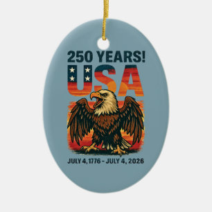 Adorno De Cerámica EE. UU. 250 años - Águila calva patriótica 4 de ju