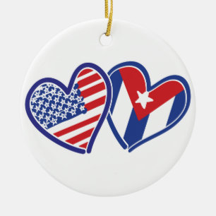 Adorno De Cerámica EE.UU. Cuba Love Hearts