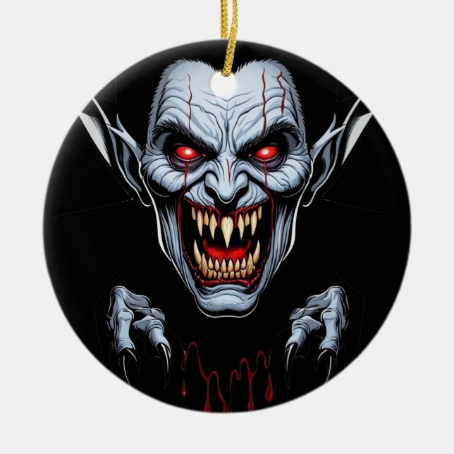 Adorno De Cerámica Eerie Vampire Face Ornament (Frente)