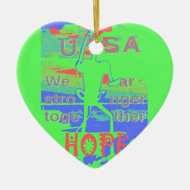 Adorno De Cerámica EEUU Hope: Neon Lemon y arte Naranja (Frente)