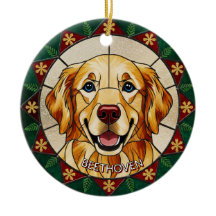 Efecto de vidrio teñido nombre de PERRO Navidad