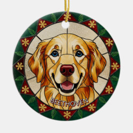 Adorno De Cerámica Efecto de vidrio teñido nombre de PERRO Navidad 