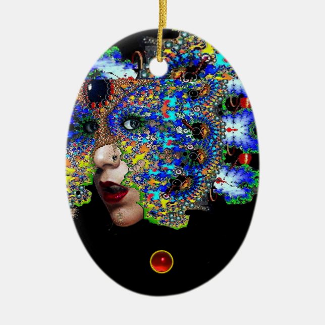 Adorno De Cerámica EFEMERAL , Ruby Rojo , Zafiro Azul (Frente)