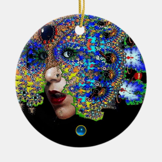 Adorno De Cerámica EFEMERAL , Ruby Rojo , Zafiro Azul (Frente)