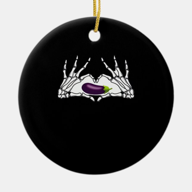 Adorno De Cerámica Eggplant Classic - Skeleton Hands Heart (Frente)
