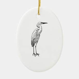 Adorno De Cerámica Egret blanco