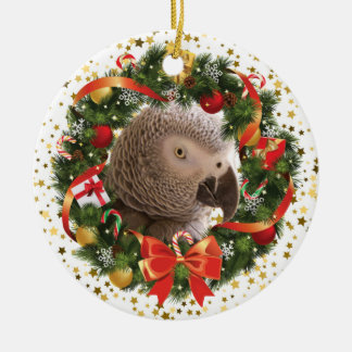 Adorno De Cerámica Einstein Parrot Wreath Ornament