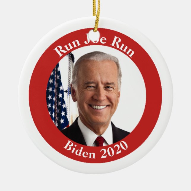 Adorno De Cerámica Ejecutar Joe Run - Biden 2020 - Tu texto en la par (Frente)
