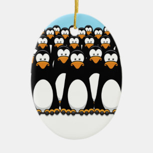 Adorno De Cerámica Ejército pensativo del pingüino