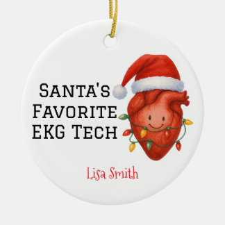 Adorno De Cerámica EKG Tech personalizada de Santa