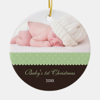 Adorno De Cerámica El 1r navidad del bebé - cinta (marrón)