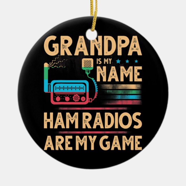 Adorno De Cerámica El abuelo es mi nombre Ham Radios (Frente)