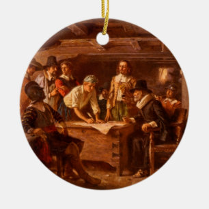 Adorno De Cerámica El acuerdo de Mayflower de Jean León Gerome Ferri
