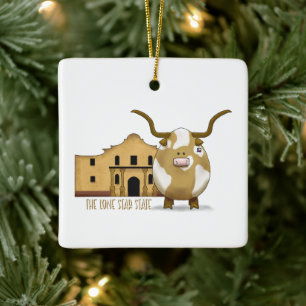 Adorno De Cerámica El Álamo y el Longhorn, personalizan la espalda