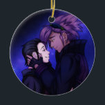 Adorno De Cerámica El amor en el espacio<br><div class="desc">¡Estos dos piratas espaciales están muy enamorados! ¡Feliz Día de San Valentín! ¡Altair y Rigel son mis personajes originales con diseños inspirados en el arte anime!</div>