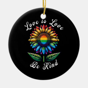 Adorno De Cerámica El amor es amor el arcoiris girasol LGBT+ Lesbiana