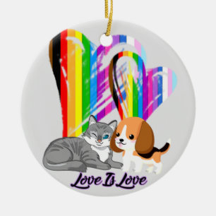 Adorno De Cerámica El amor es amor para el gato y el perro - propieta